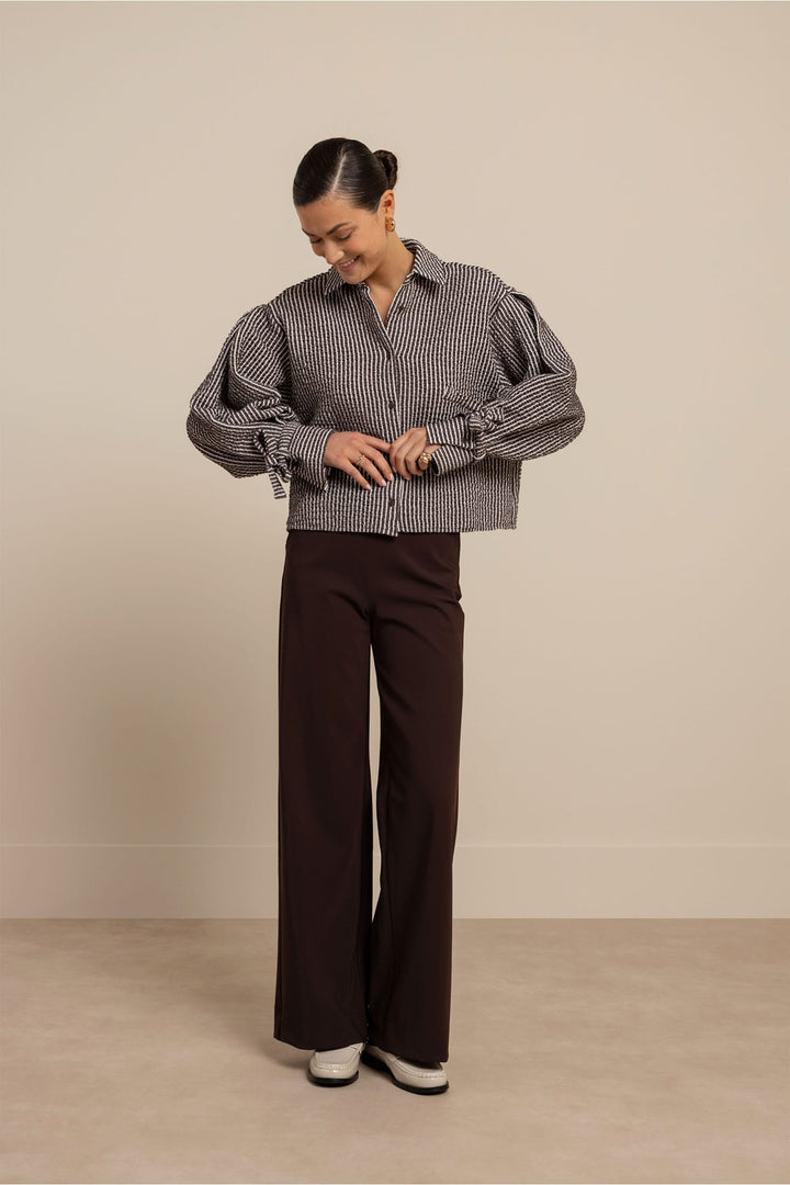 Studio Anneloes Ivara structure blouse bruin dessin – dames