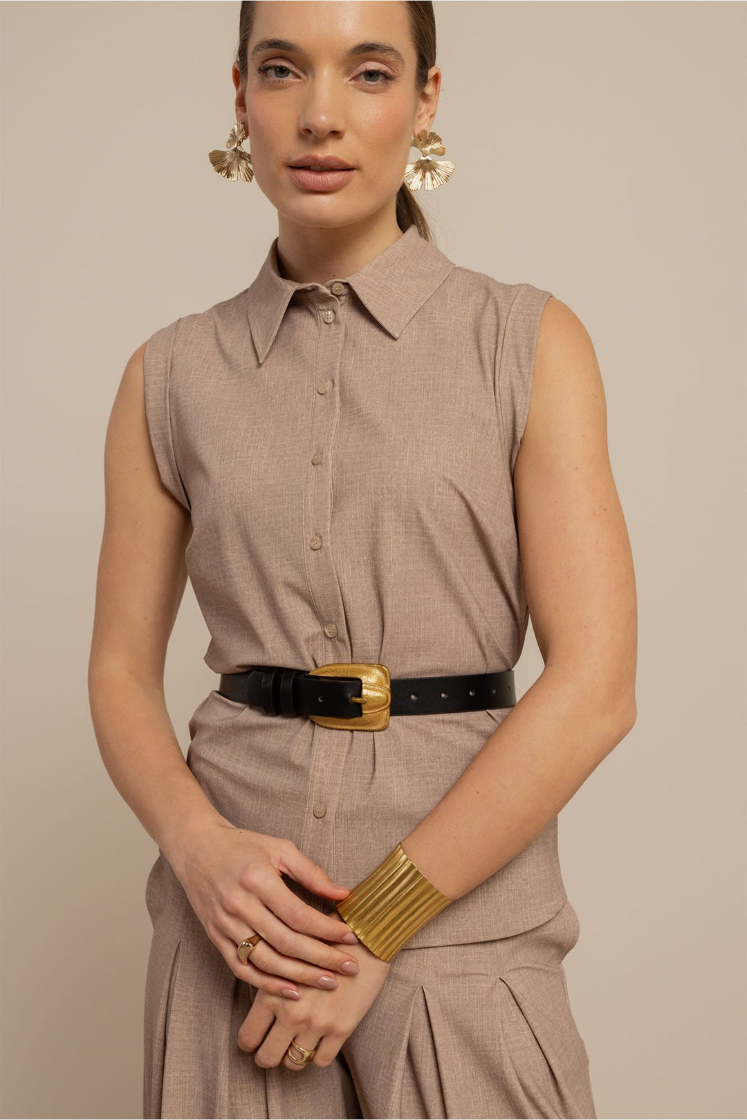 Studio Anneloes Georgie blouse l/m taupe – dames