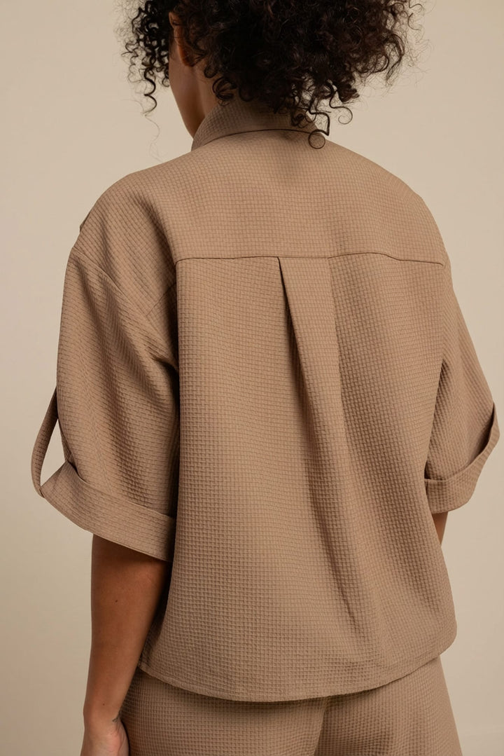 Studio Anneloes Nellie waffle blouse taupe – dames