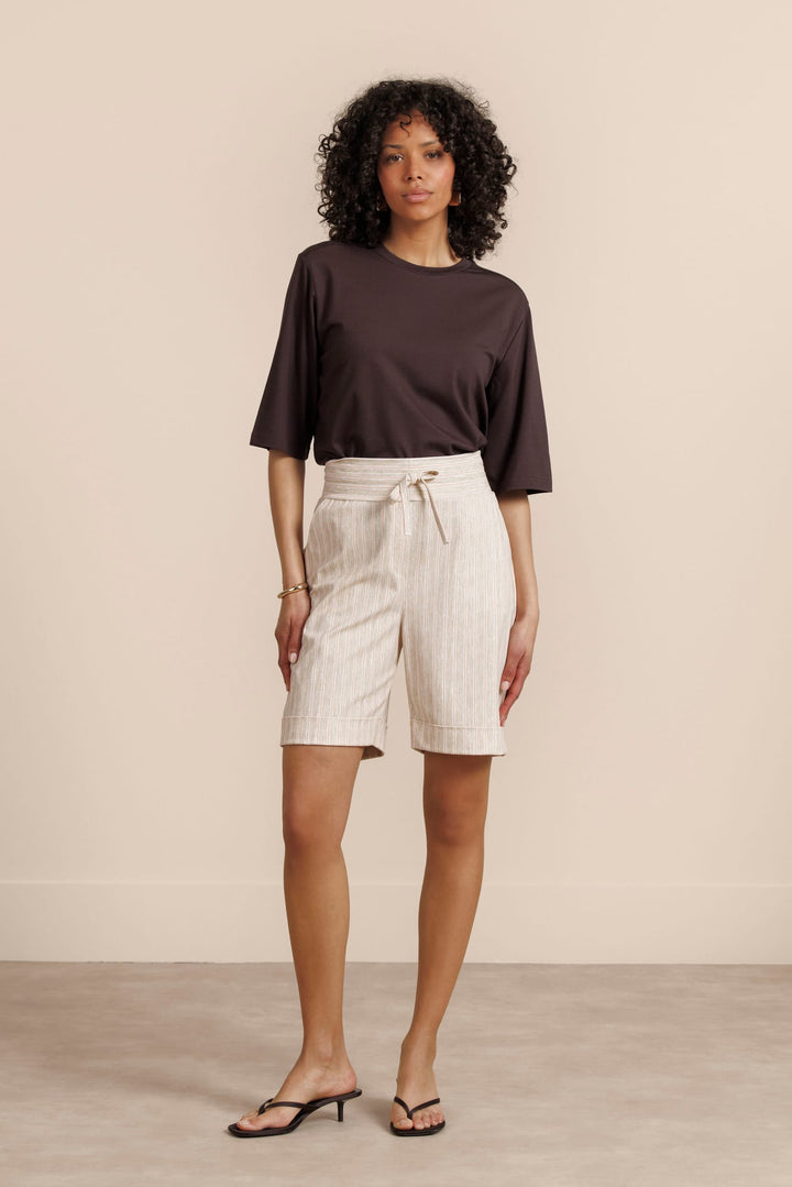 Studio Anneloes City stripe bermuda – dames short - Zand Dessin