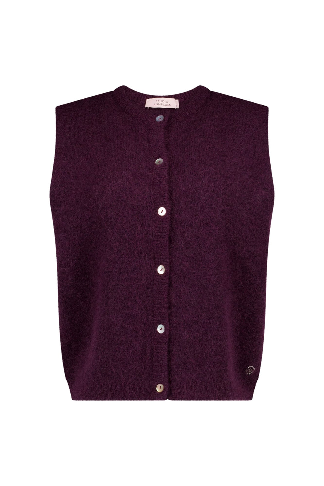 Studio Anneloes 14450 bibi vest gebreid aubergine – dames