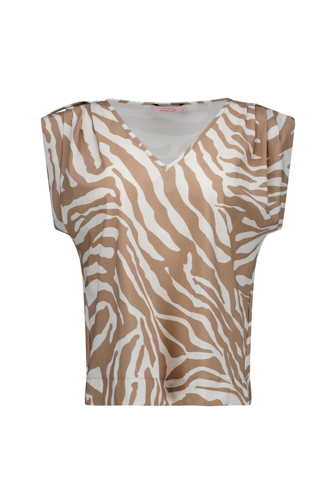 Studio Anneloes Leone zebra vneck top – dames - Bruin Dessin