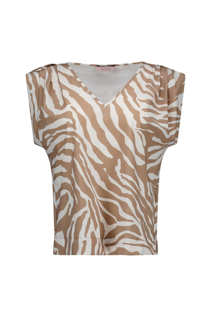 Studio Anneloes Leone zebra vneck top – dames - Bruin Dessin