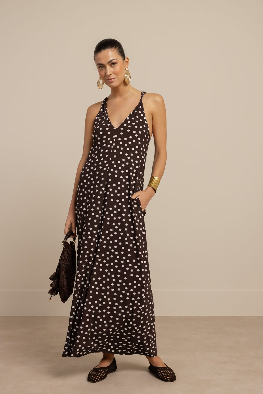 Studio Anneloes 13938 Norah jurk midi dames bruin dessin