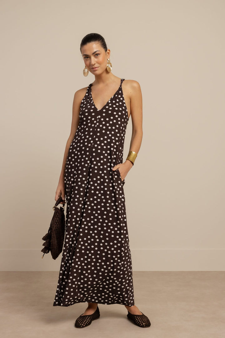 Studio Anneloes 13938 Norah jurk midi dames bruin dessin