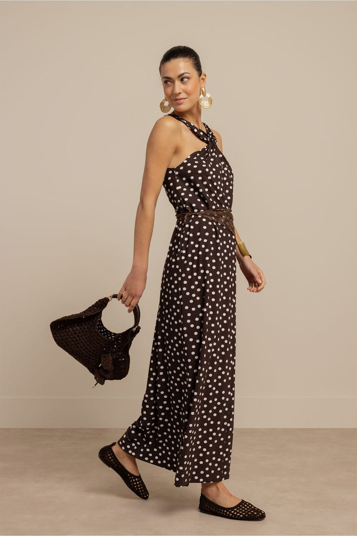 Studio Anneloes 13938 Norah jurk midi dames bruin dessin
