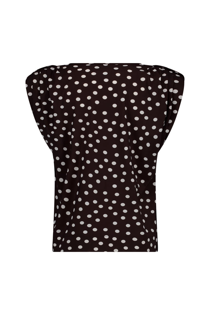 Studio Anneloes Leone dot vneck top bruin dessin – dames