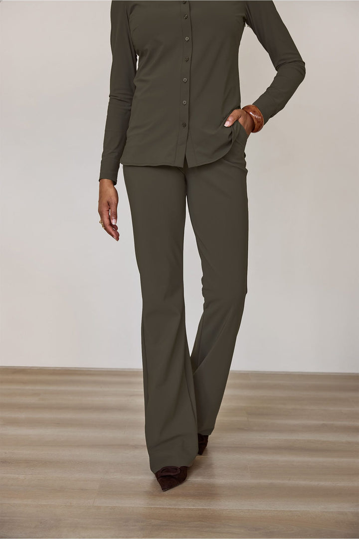 Studio Anneloes flair bonded broek – dames - Army