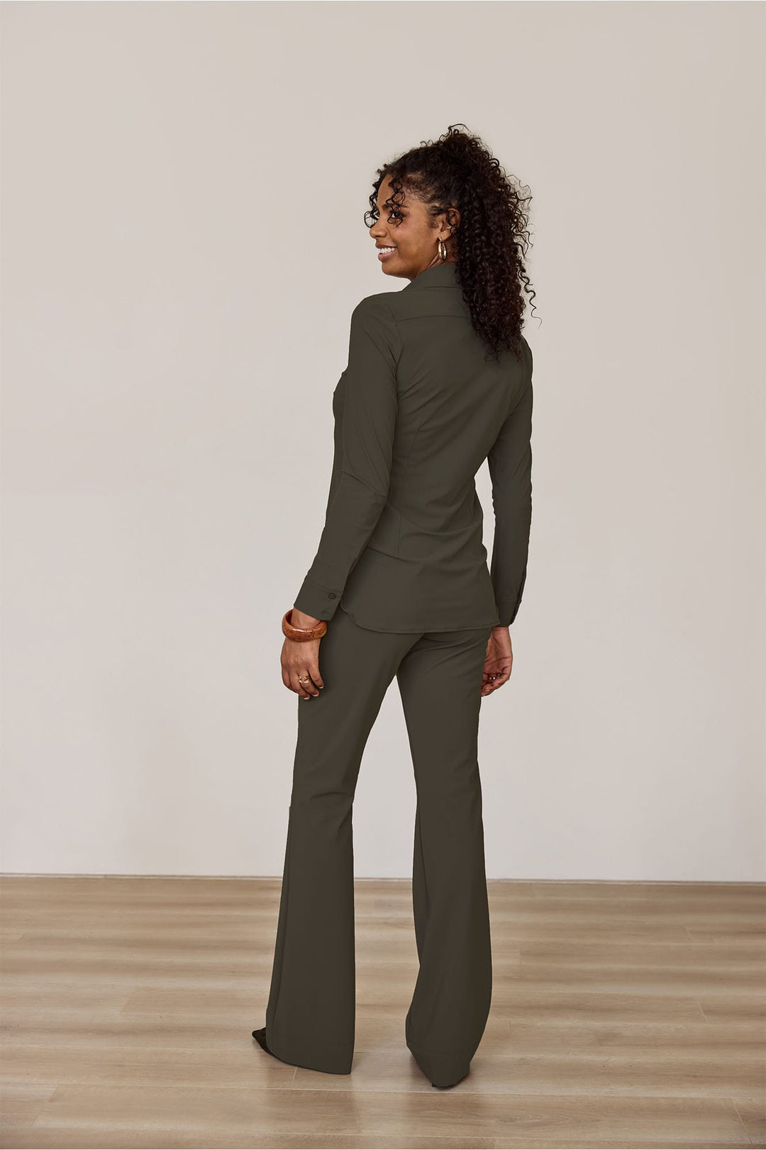 Studio Anneloes flair bonded broek – dames - Army