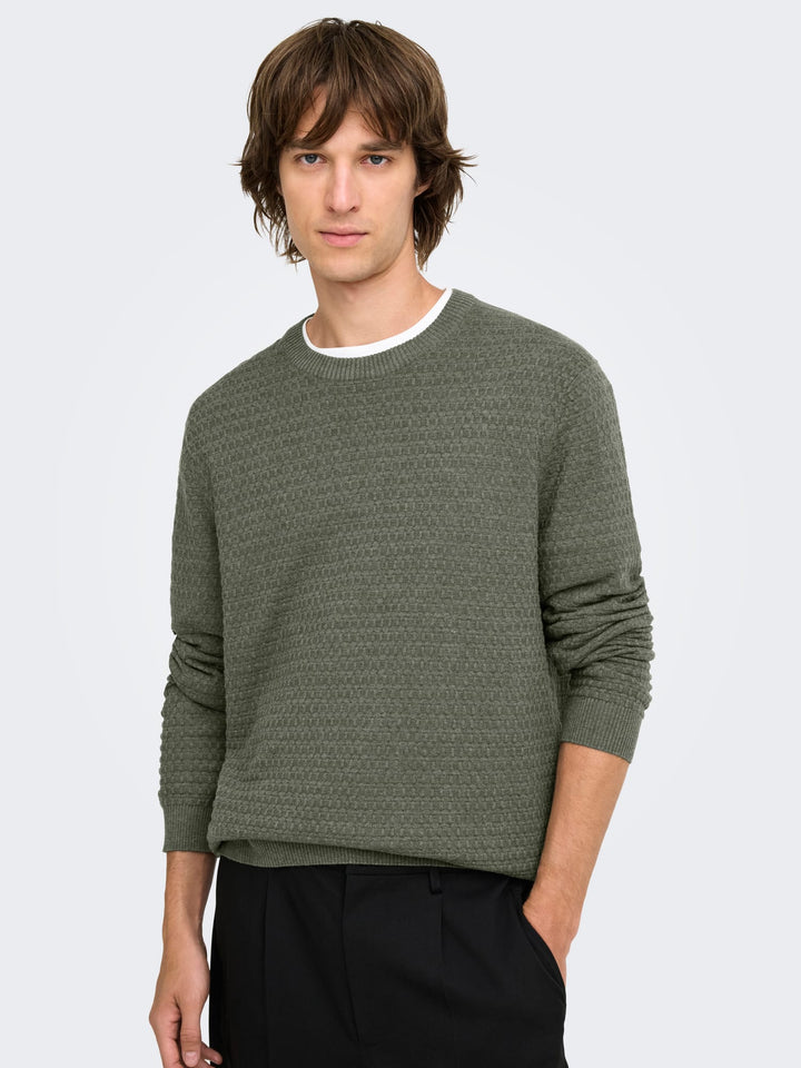 ONLY &amp; SONS 22038965 loui trui donkergroen – heren