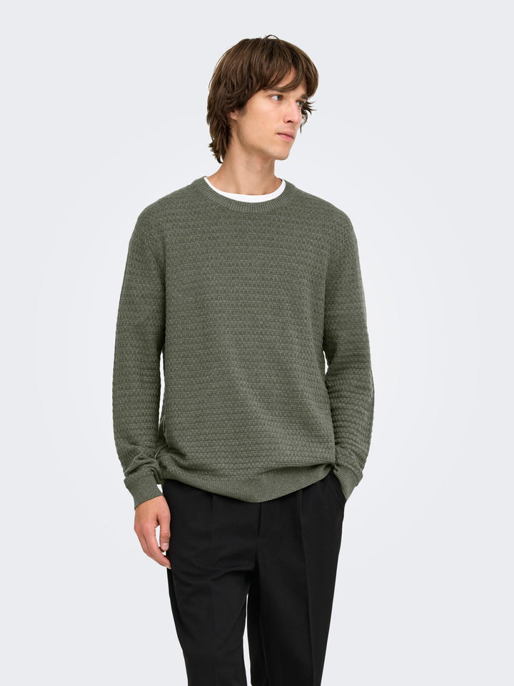 ONLY &amp; SONS 22038965 loui trui donkergroen – heren