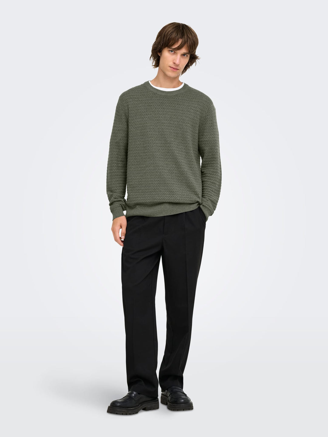 ONLY &amp; SONS 22038965 loui trui donkergroen – heren
