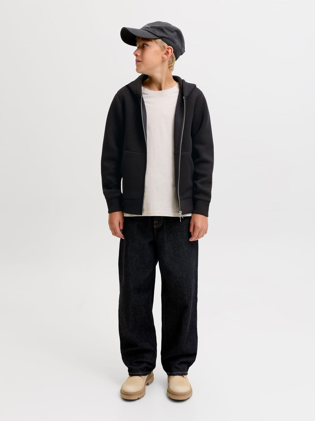 jack & jones kids vest sweat zwart – jongens
