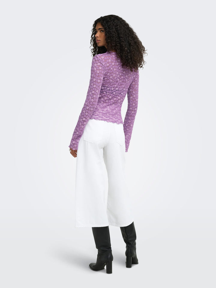 Only 15384092 Lollie top l/m dames – paars dessin