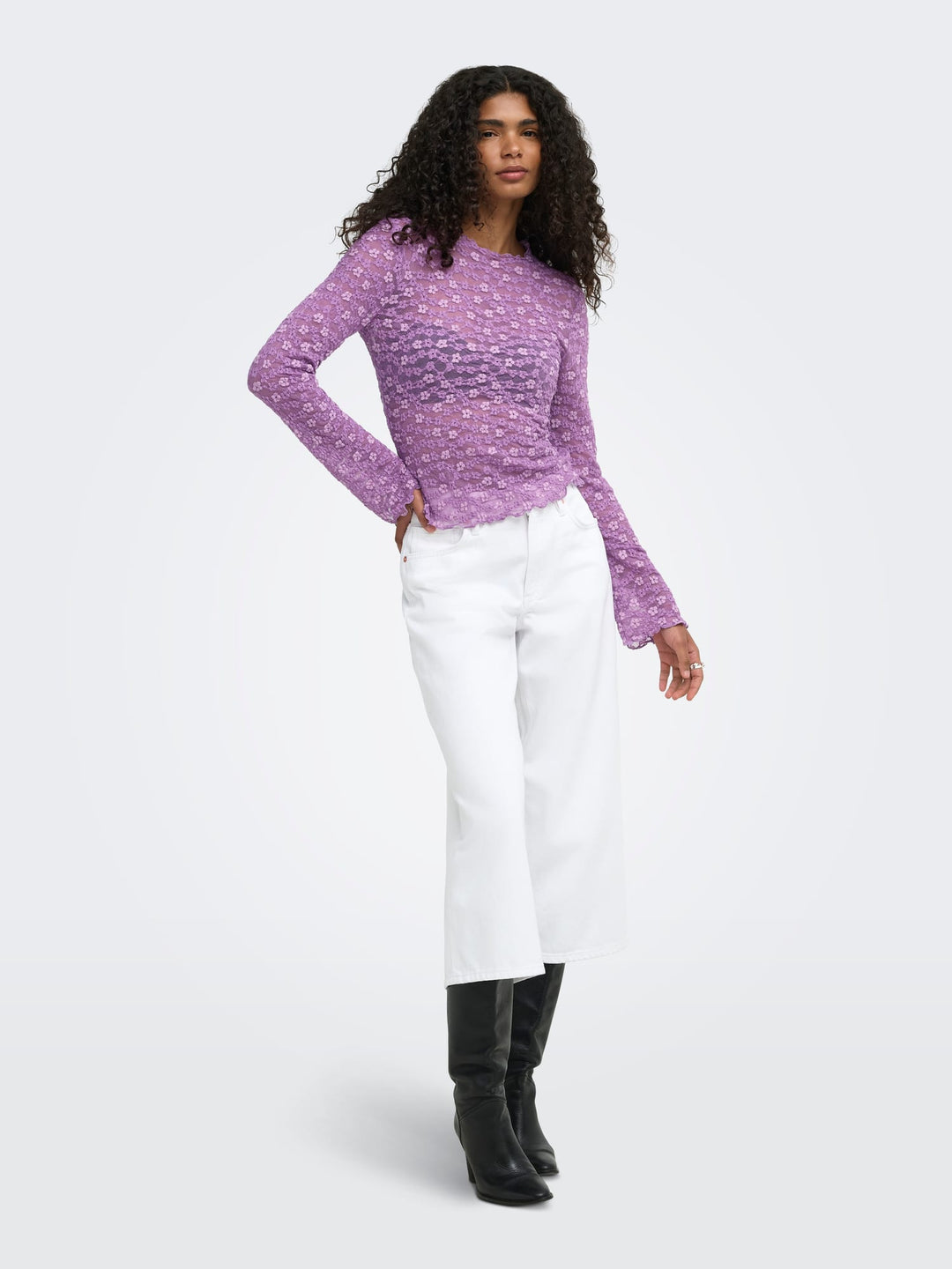 Only 15384092 Lollie top l/m dames – paars dessin