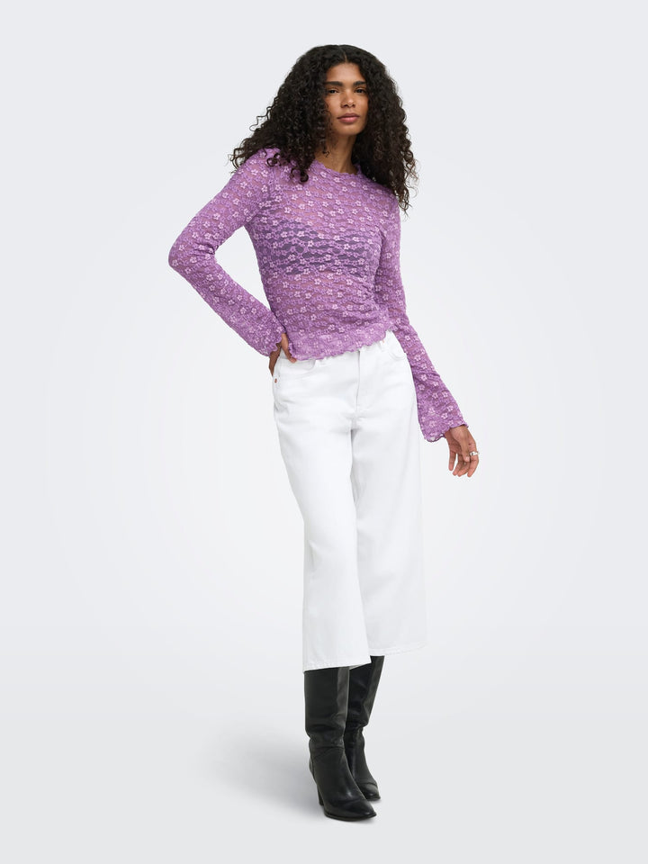 Only 15384092 Lollie top l/m dames – paars dessin