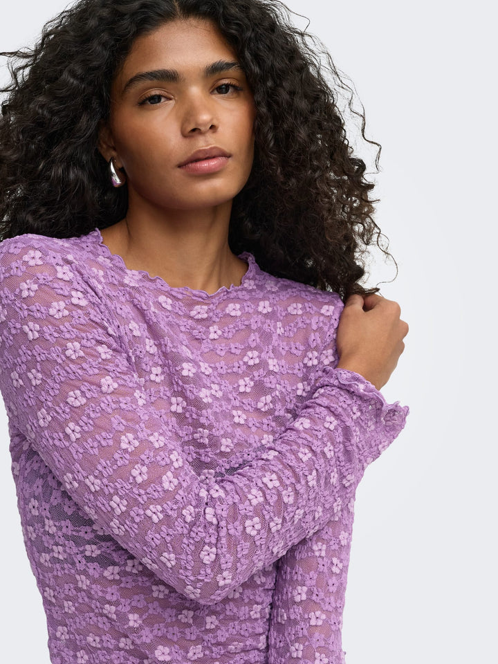 Only 15384092 Lollie top l/m dames – paars dessin