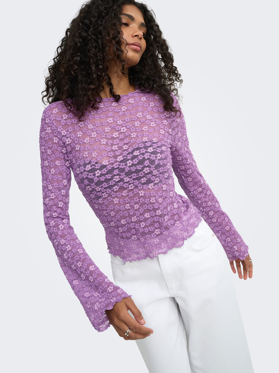 Only 15384092 Lollie top l/m dames – paars dessin