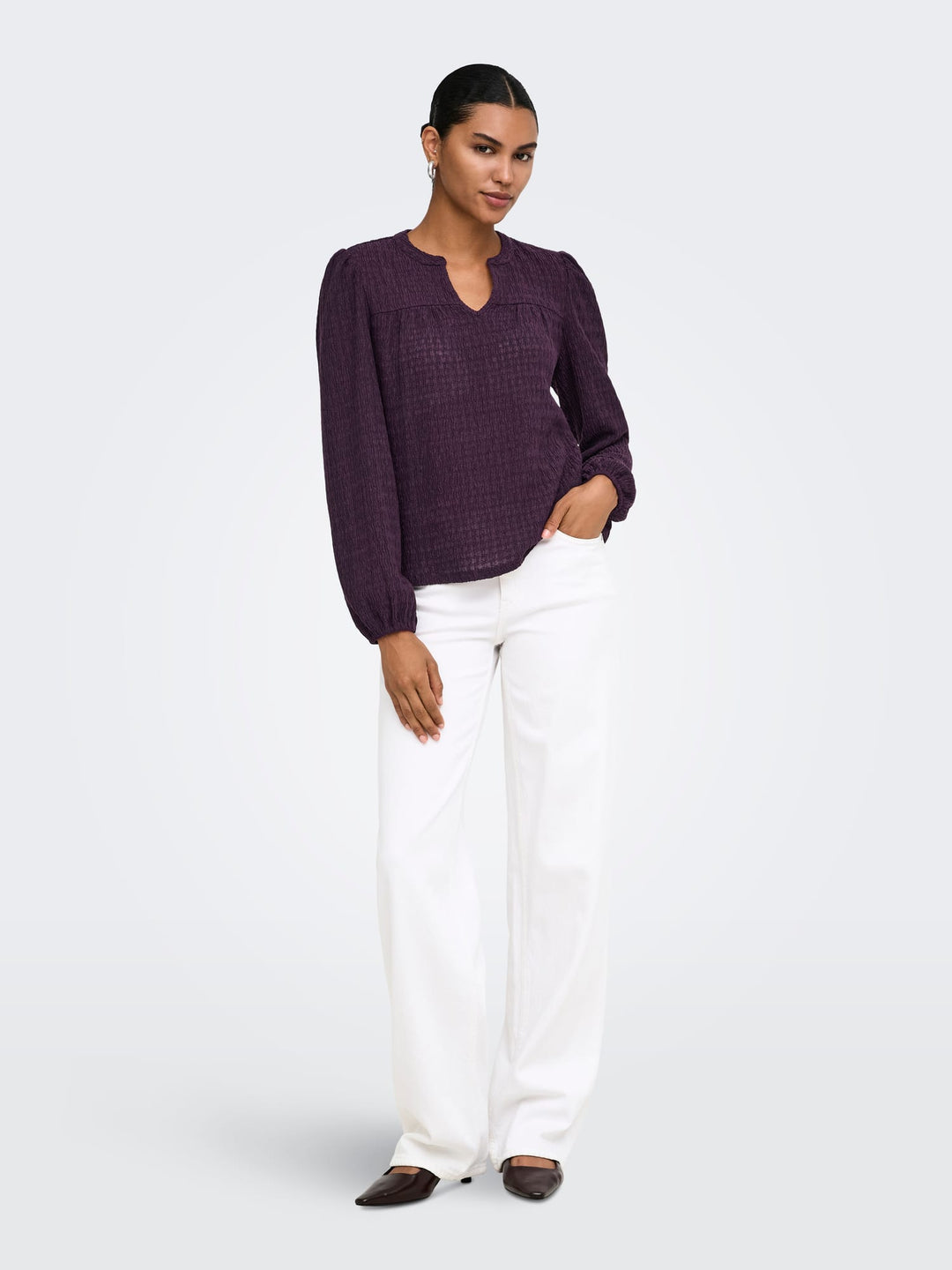 Only 15384066 lilse top l/m aubergine – dames