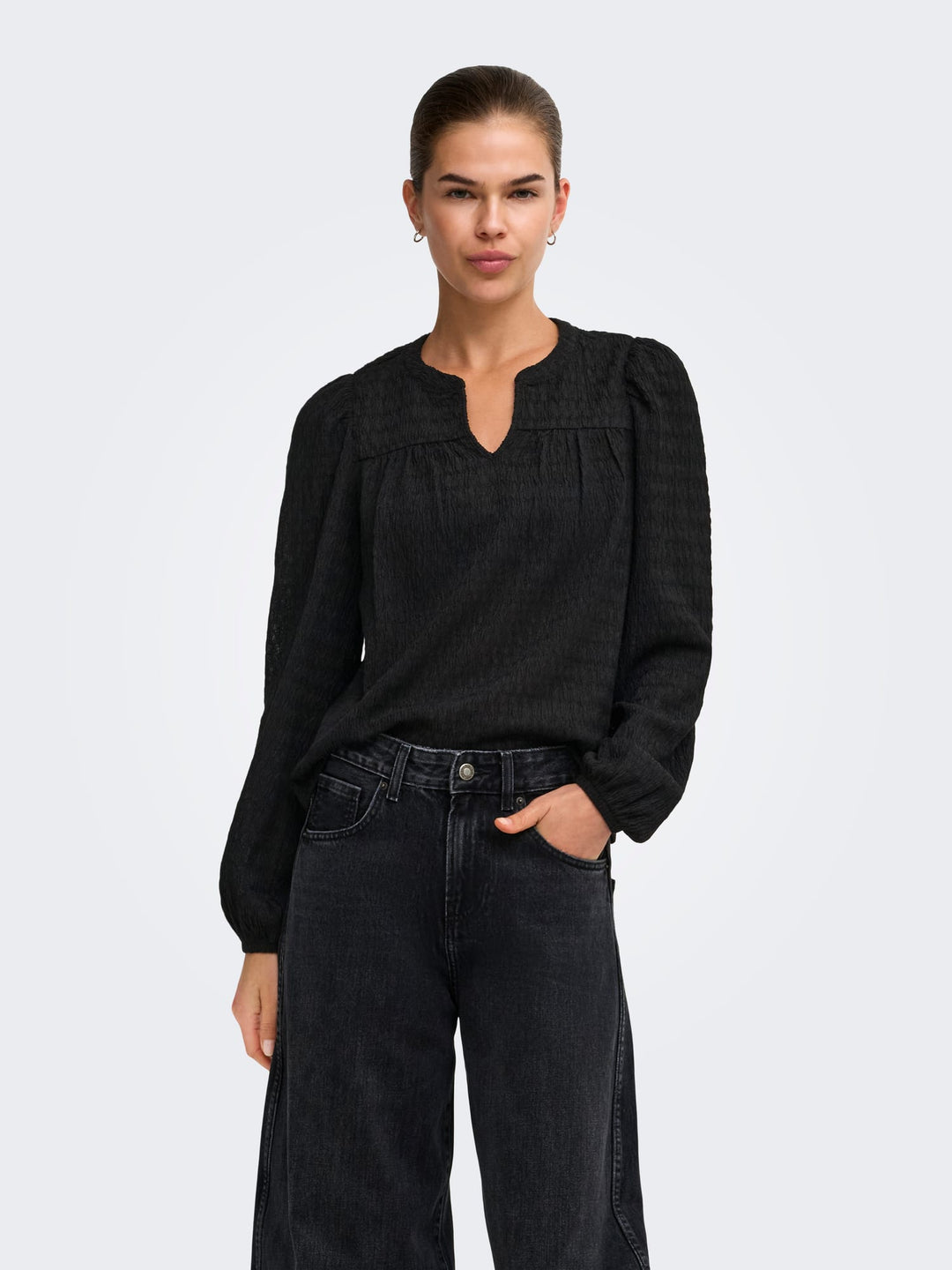 Only 15384066 Lilse top l/m dames zwart