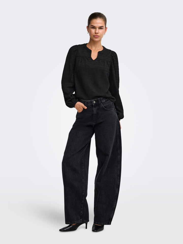 Only 15384066 Lilse top l/m dames zwart