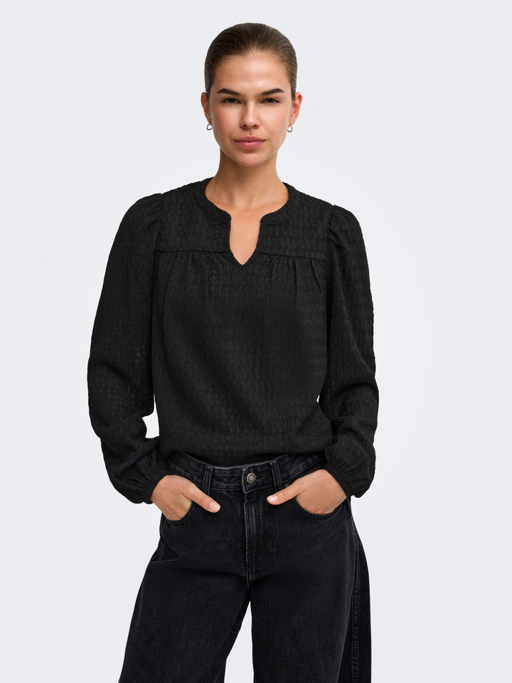 Only 15384066 Lilse top l/m dames zwart