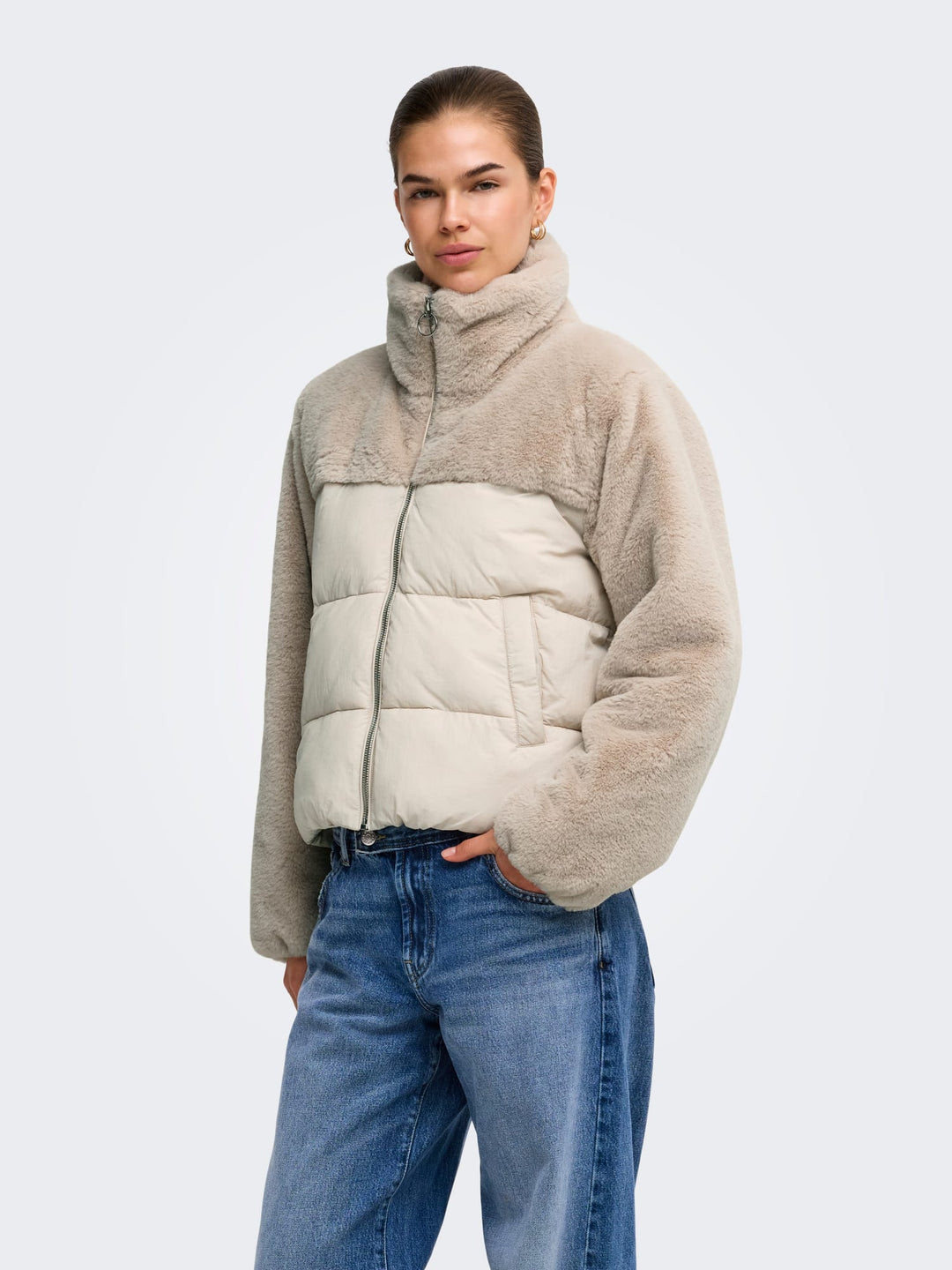 Only 15292945 Wanja winterjas beige – dames
