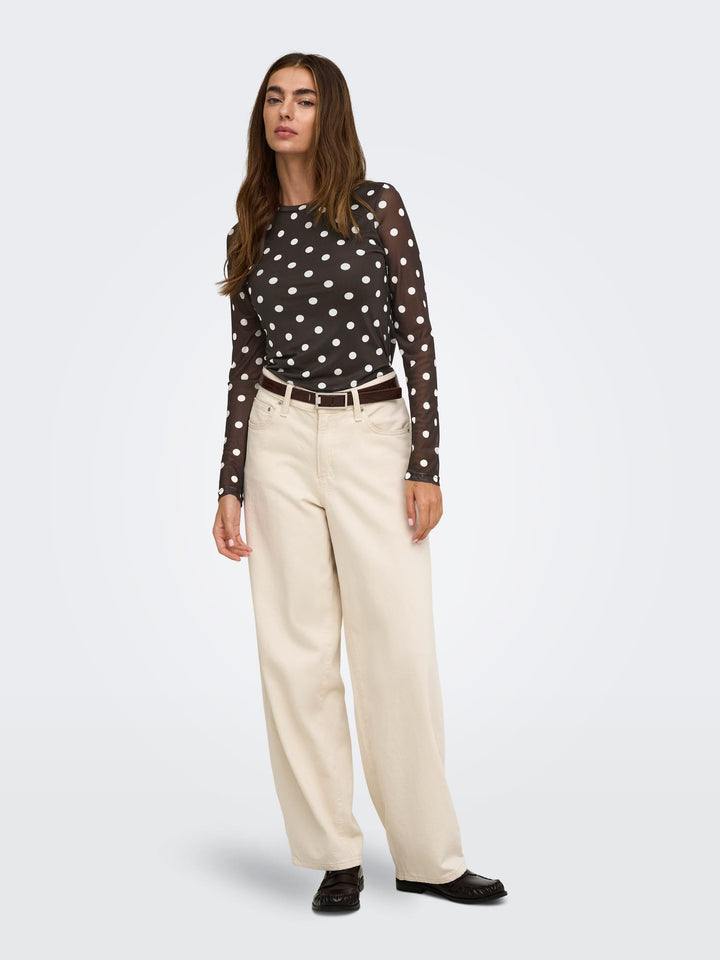 Only 15357642 Nova top l/m dames bruin dessin