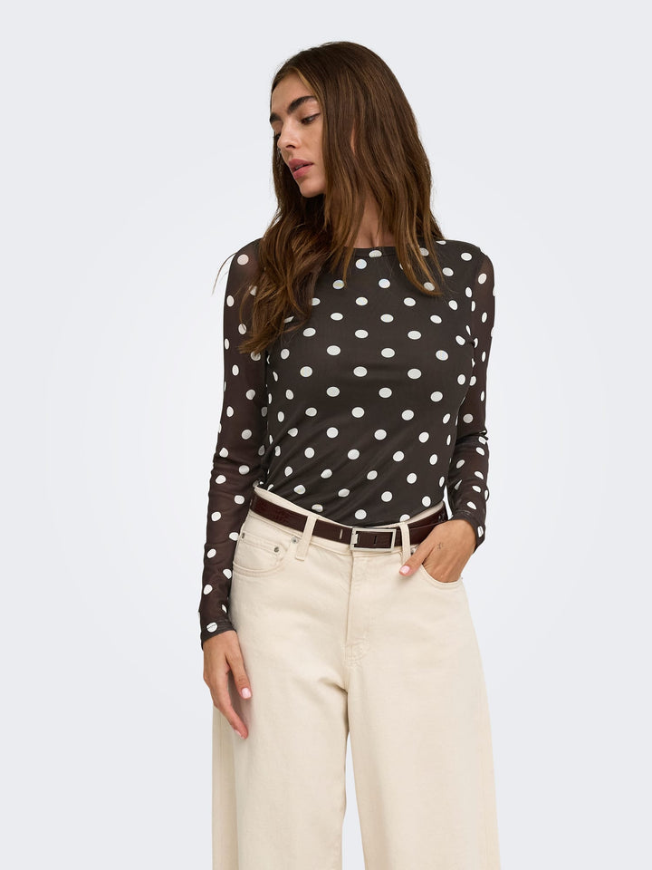 Only 15357642 Nova top l/m dames bruin dessin