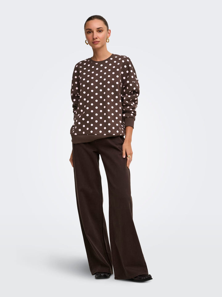Only 15384011 Zen sweater dames bruin dessin