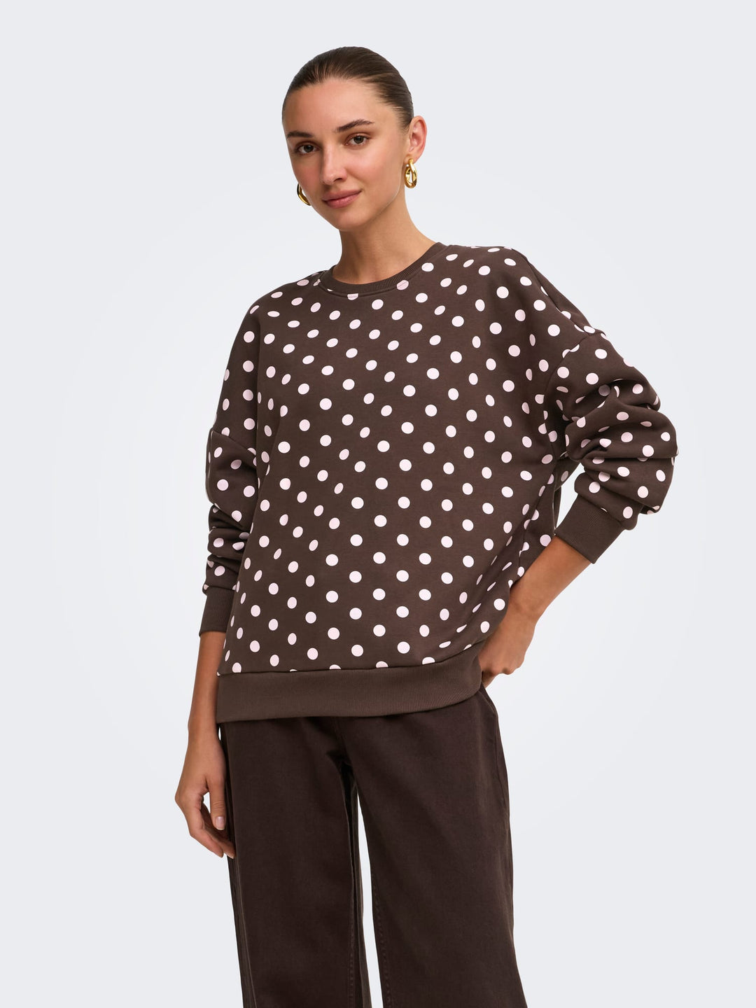 Only 15384011 Zen sweater dames bruin dessin