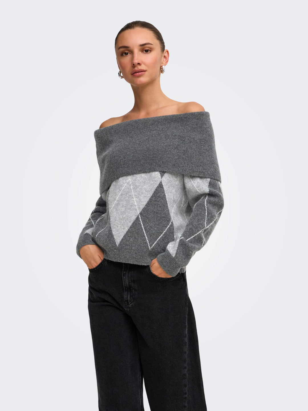 Only Alivia trui grijs dessin – dames