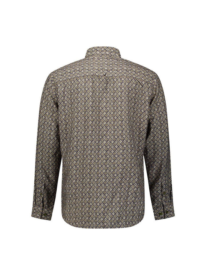 No excess 33450951 overhemd l/m heren groen dessin