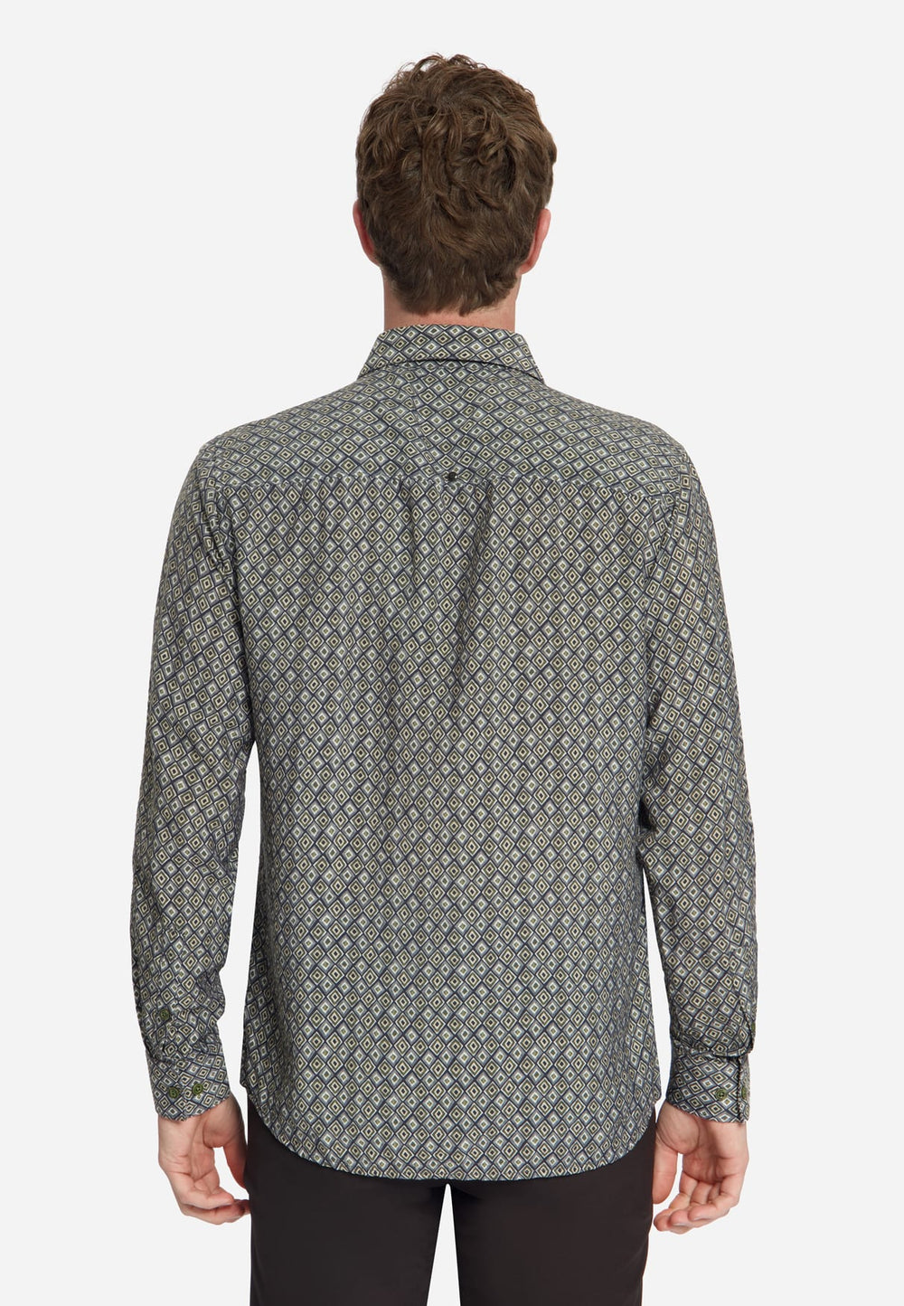 No excess 33450951 overhemd l/m heren groen dessin