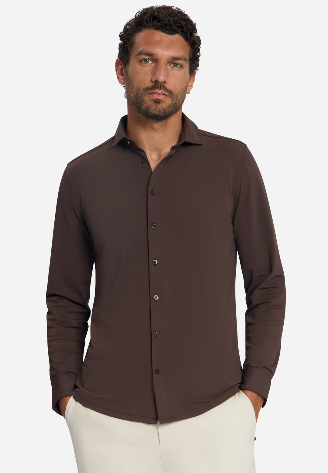 No excess 33410885SN overhemd l/m bruin – heren