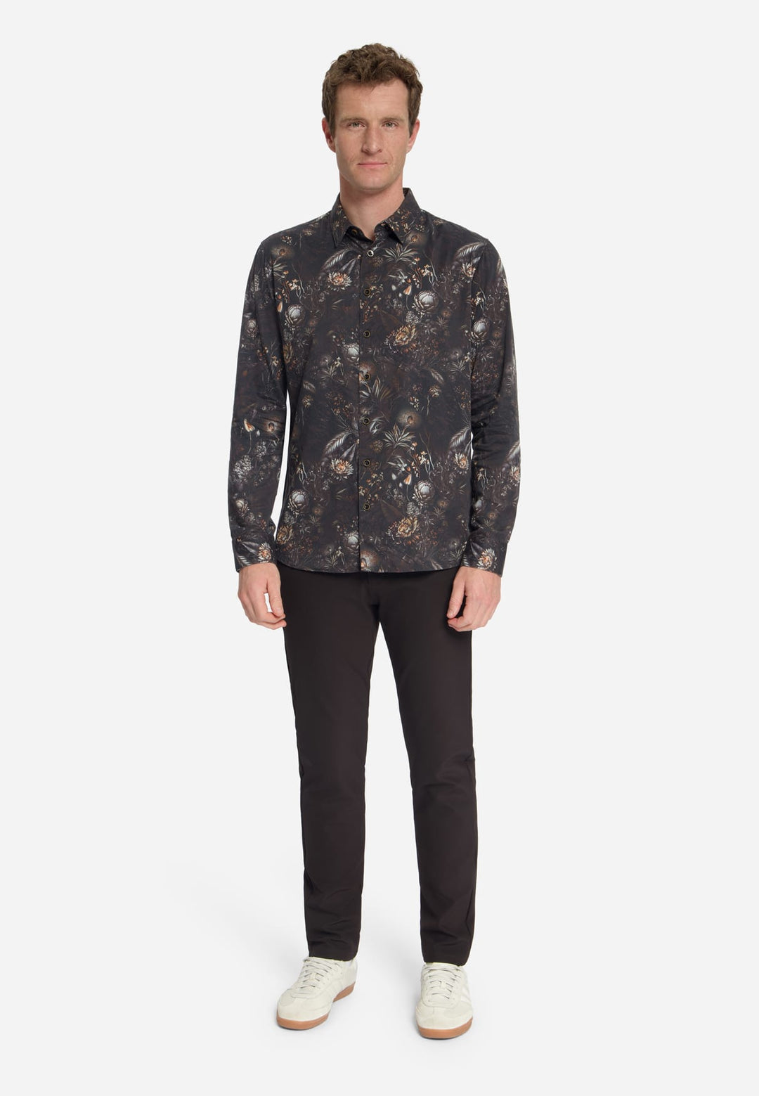 No excess 33430947 overhemd l/m heren zwart dessin