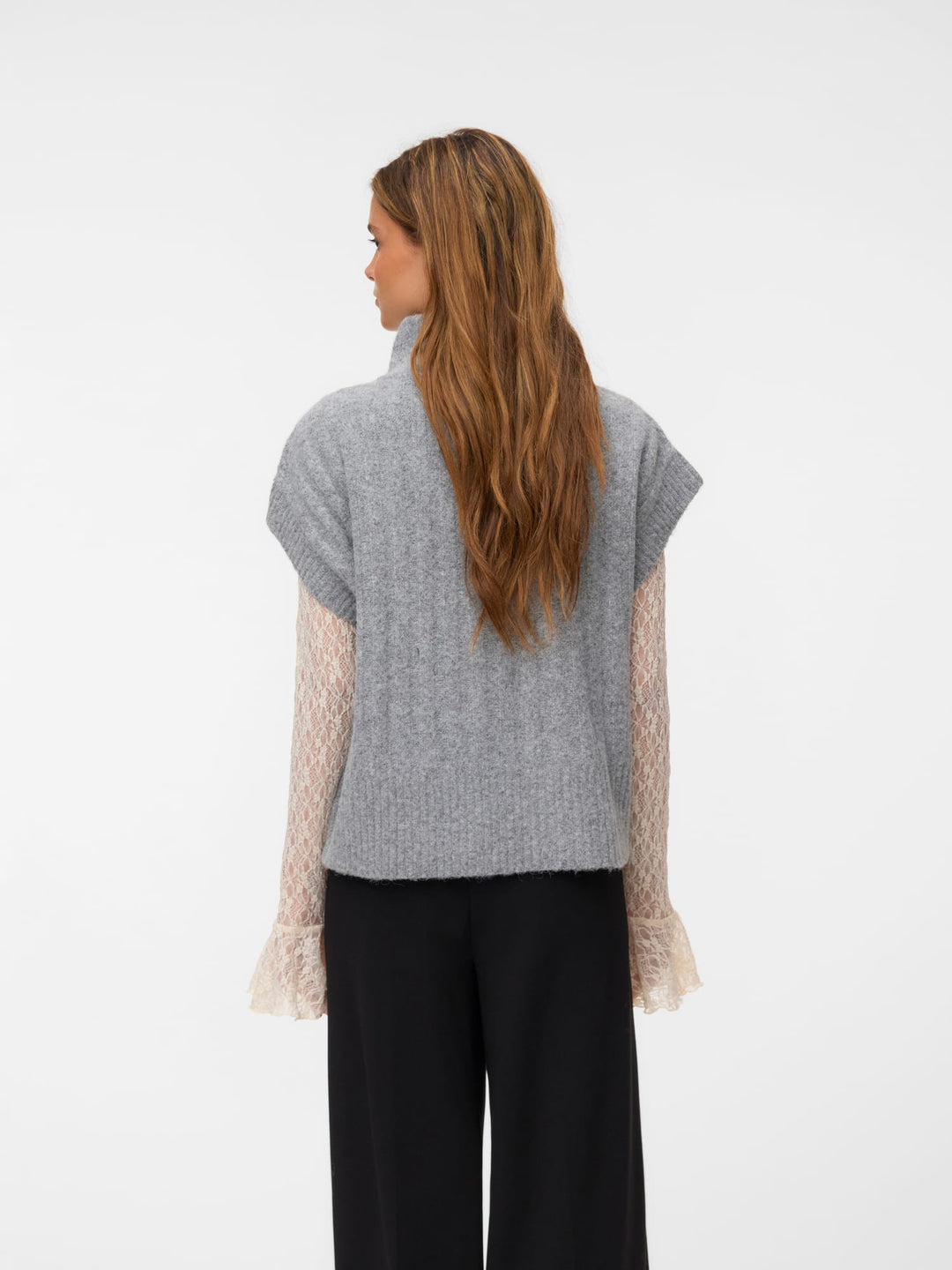 VERO MODA 10347170 Bang vest gebreid dames grijs melee