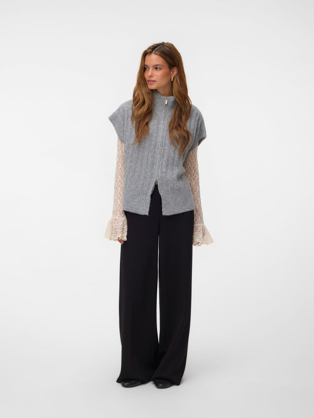 VERO MODA 10347170 Bang vest gebreid dames grijs melee