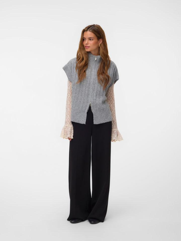 VERO MODA 10347170 Bang vest gebreid dames grijs melee