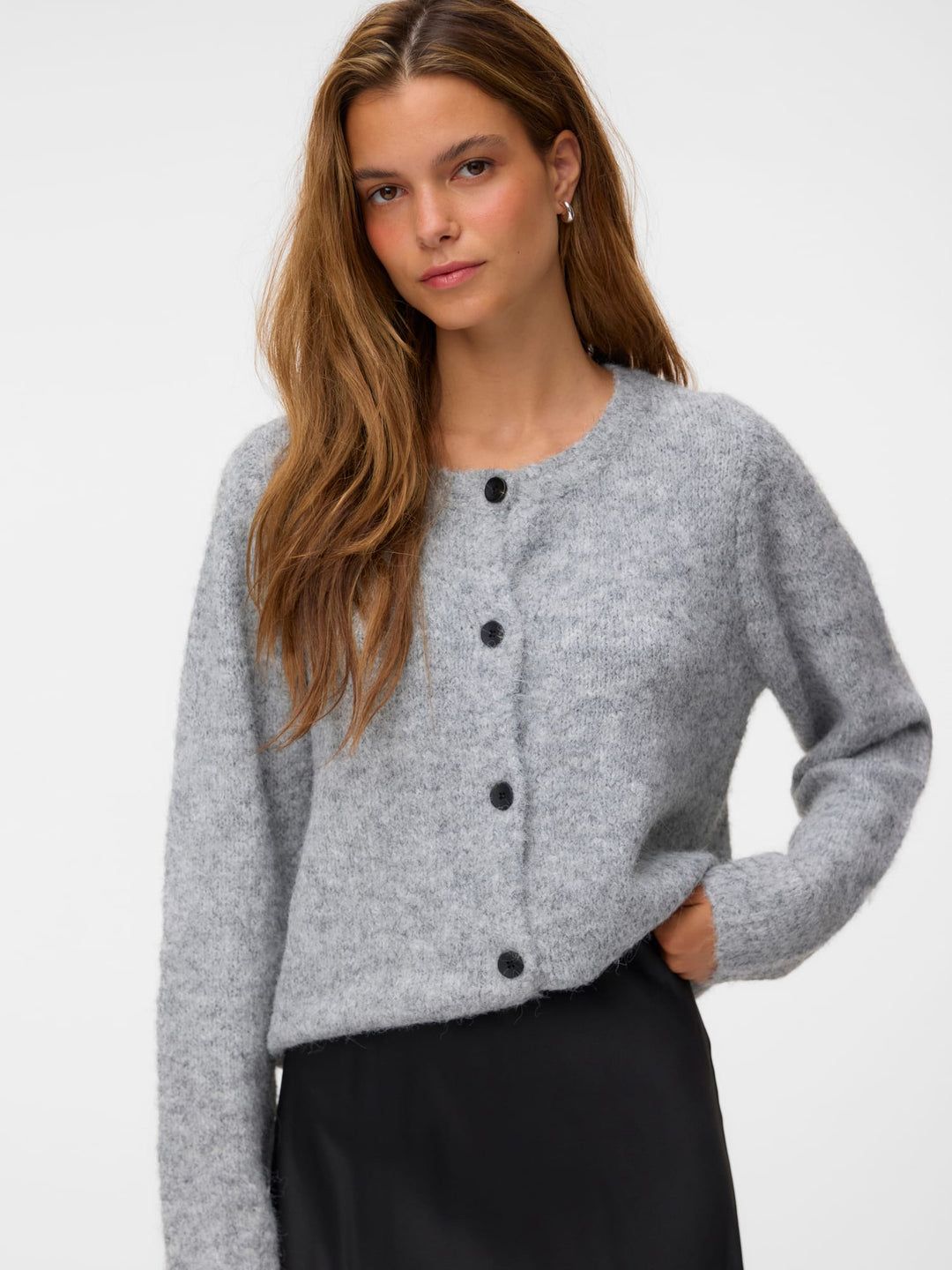 VERO MODA Novah gebreid vest dames – grijs melee