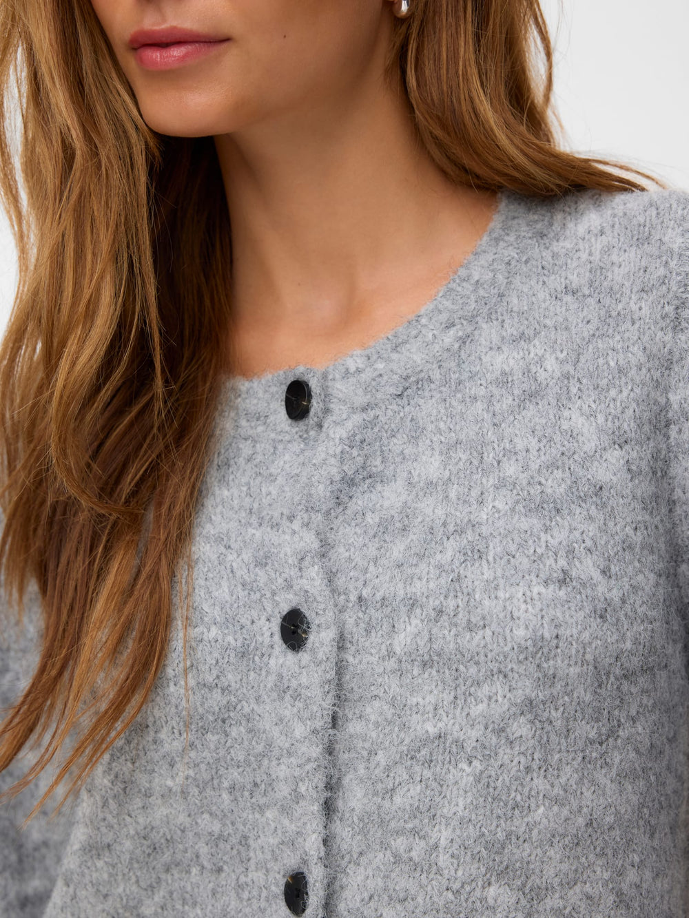 VERO MODA Novah gebreid vest dames – grijs melee
