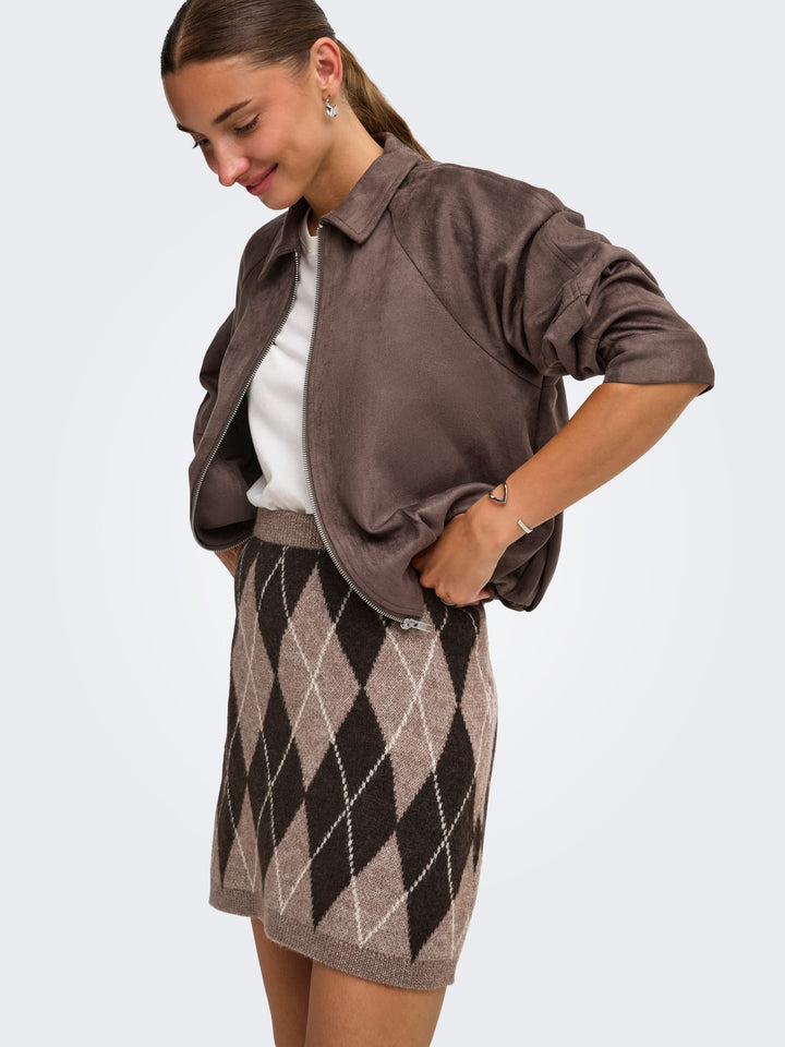 jacqueline de yong Bianka rok kort dames bruin dessin