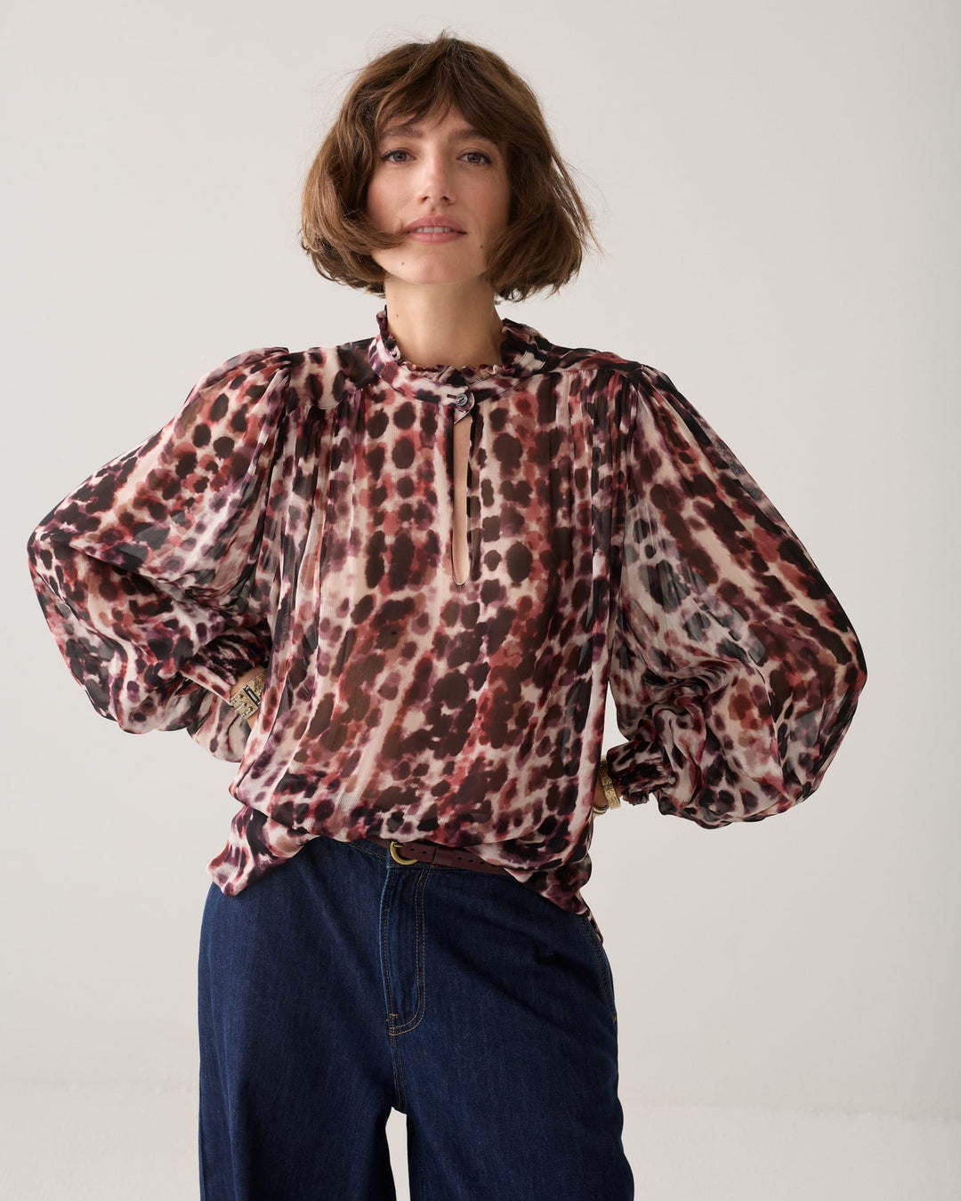 Summum blouse l/m dames rood dessin