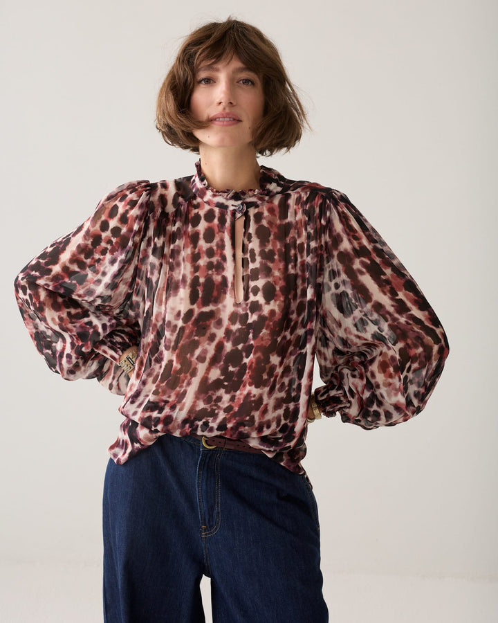 Summum blouse l/m dames rood dessin
