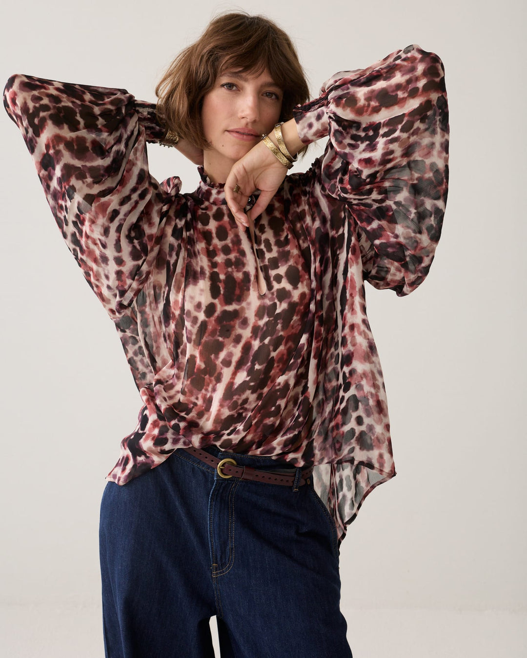 Summum blouse l/m dames rood dessin