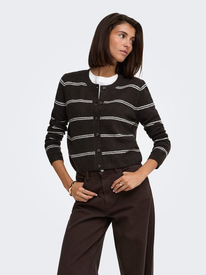 Jacqueline de Yong 15330581 Chloe vest gebreid bruin dessin