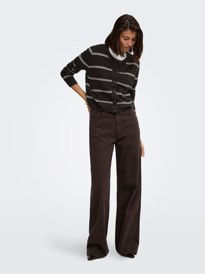 Jacqueline de Yong 15330581 Chloe vest gebreid bruin dessin