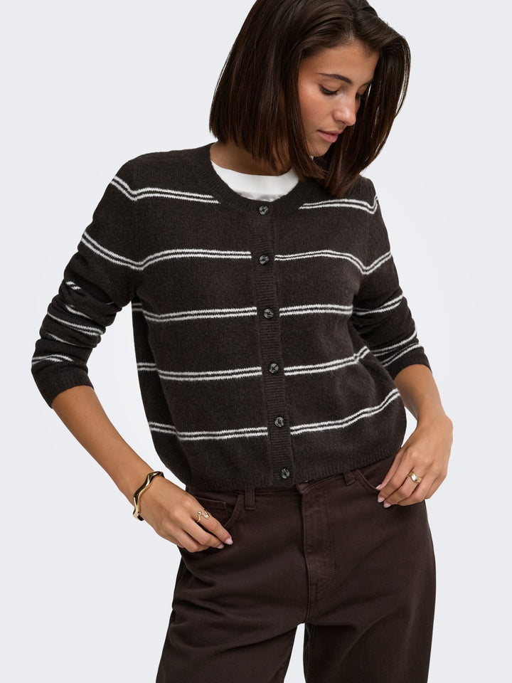 Jacqueline de Yong 15330581 Chloe vest gebreid bruin dessin