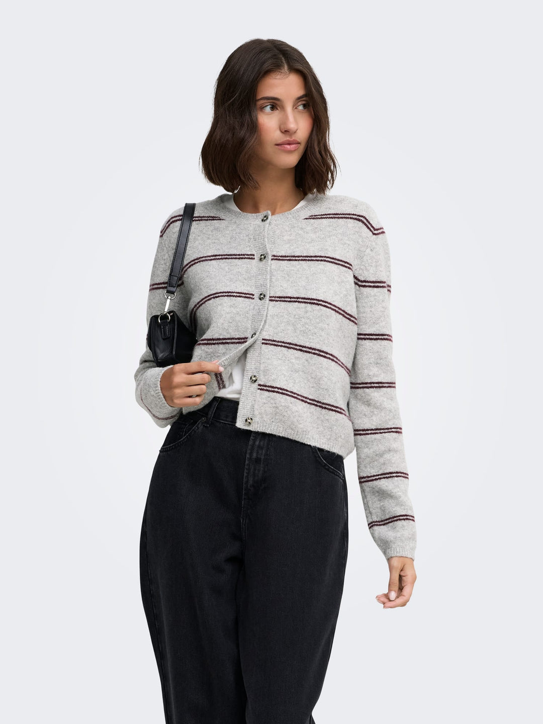 Jacqueline de Yong 15330581 chloe vest gebreid grijs dessin