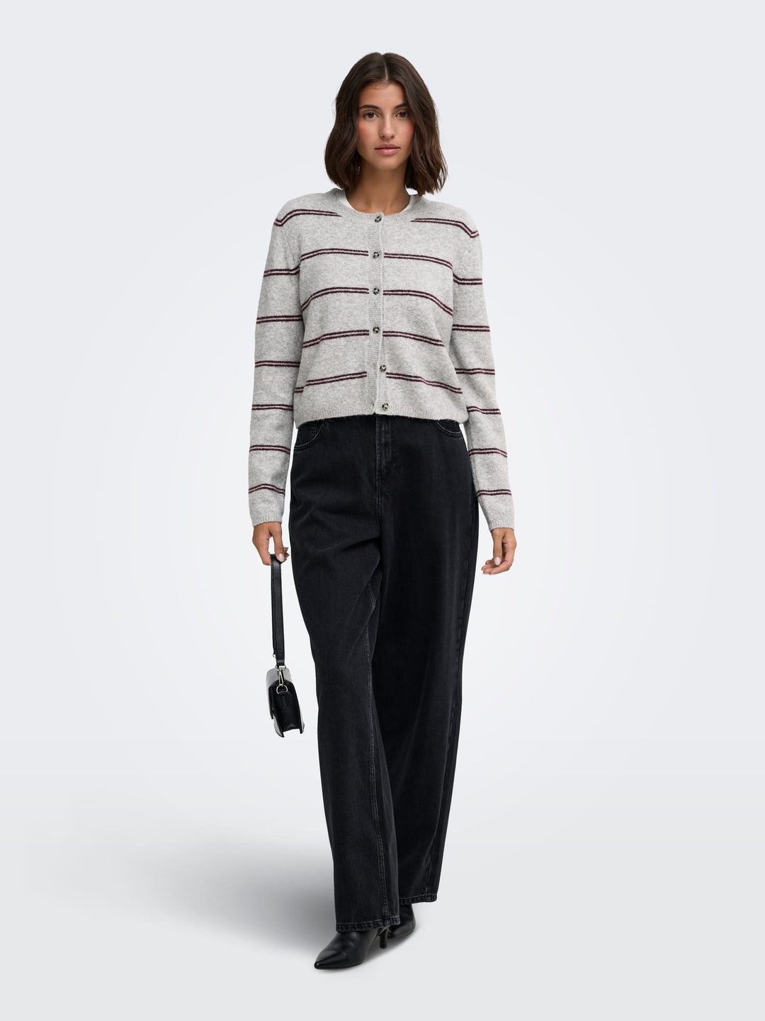 Jacqueline de Yong 15330581 chloe vest gebreid grijs dessin